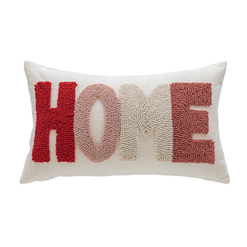 Rechteckiges tufted Buchstaben-Lendenkissen mit Loop-Pile 'LOVE' Akzent