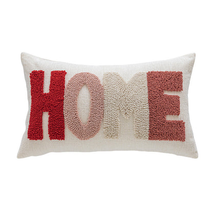 Rechteckiges tufted Buchstaben-Lendenkissen mit Loop-Pile 'LOVE' Akzent