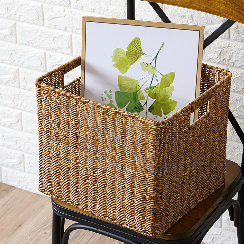 Unisex Rechteckiger Aufbewahrungskorb aus geflochtenem Rattan Brehn