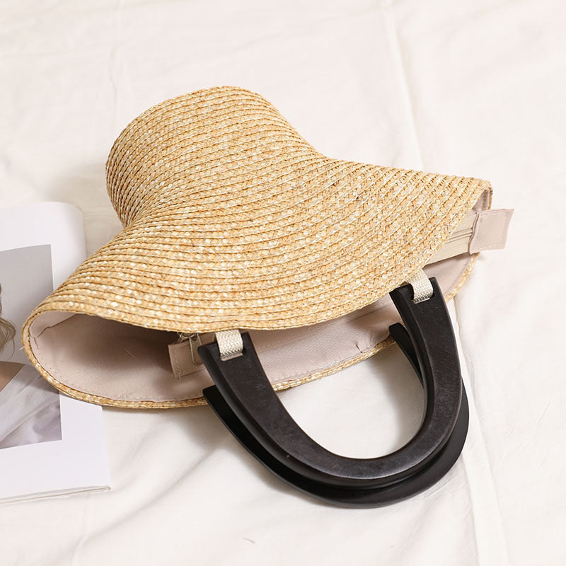Modische Basthandtasche mit Stilvollen Kunststoffgriffen Brehn