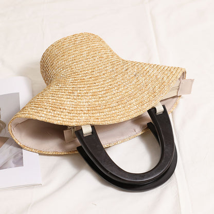 Modische Basthandtasche mit Stilvollen Kunststoffgriffen Brehn