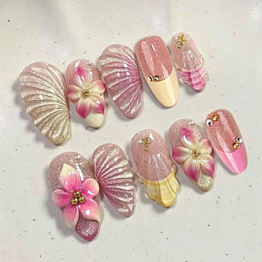 Floral Accent Press-On Nail Set Brehn