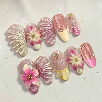 Floral Accent Press-On Nail Set Brehn