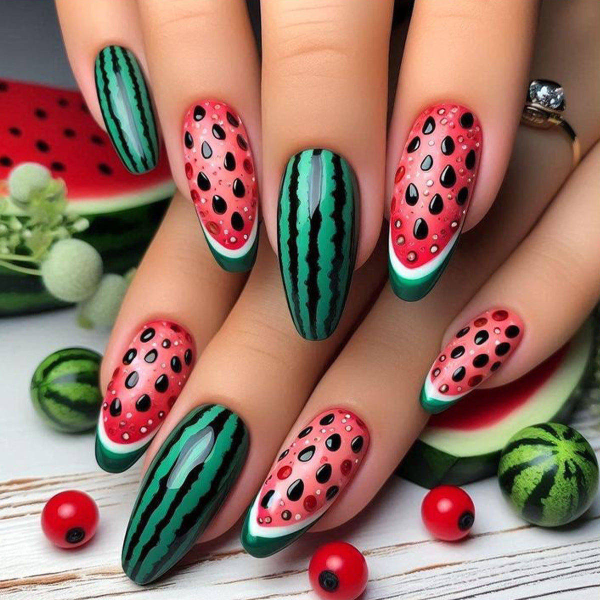 Kreative Wassermelonen-Kunstnägel Brehn