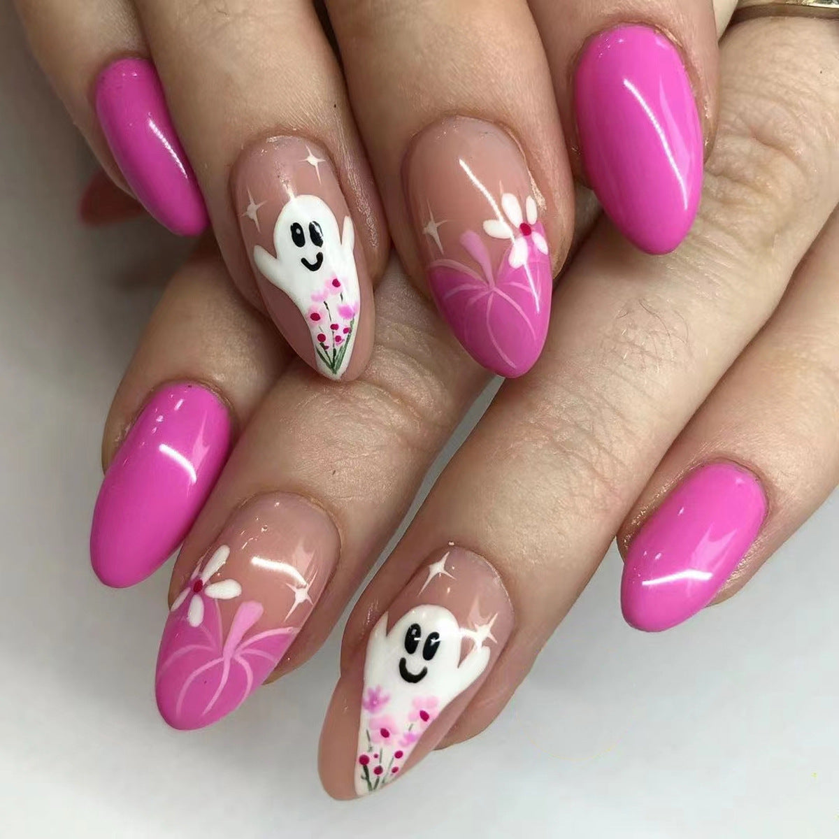 Kunstnagel-Set mit bunten Blumenmotiven Brehn