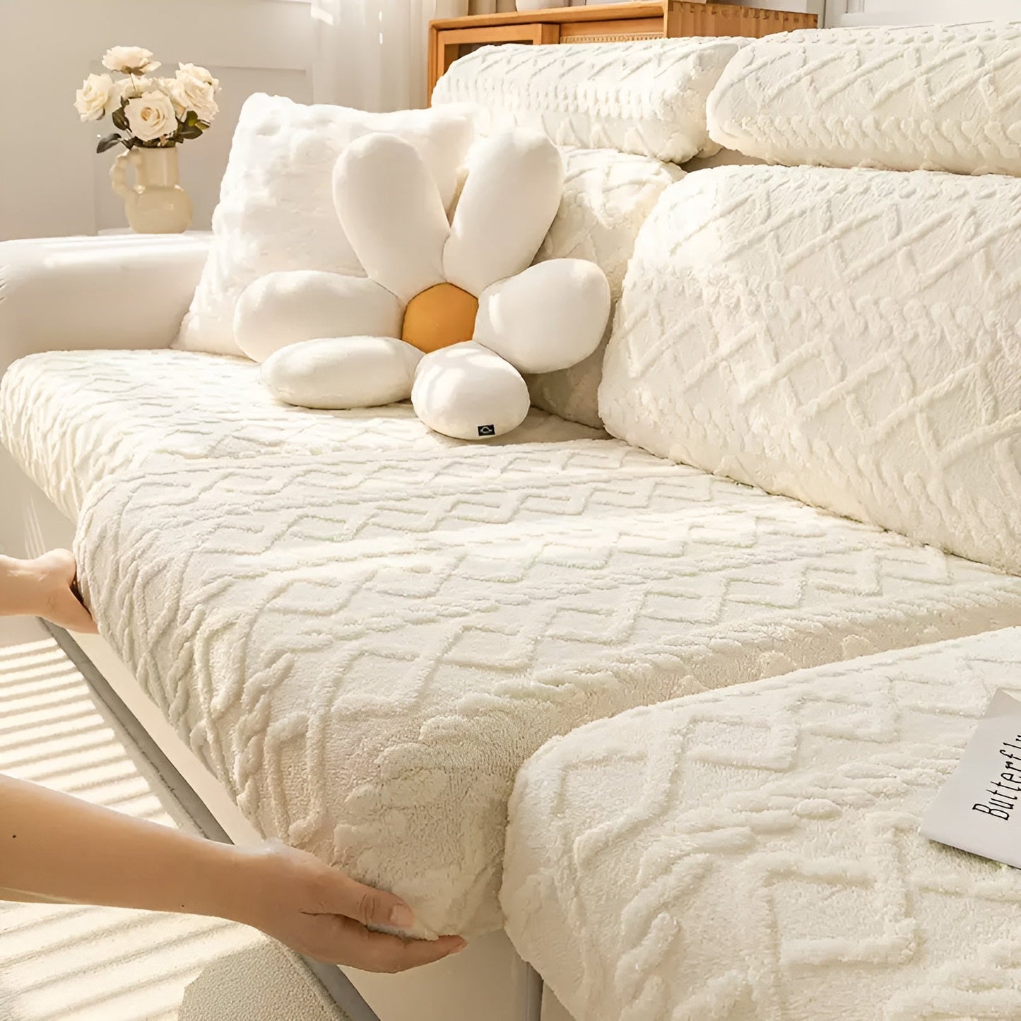 Samt-Sofabezug mit Rautenmuster – Weich & Luxuriös | Passt perfekt auf jedes Sofa