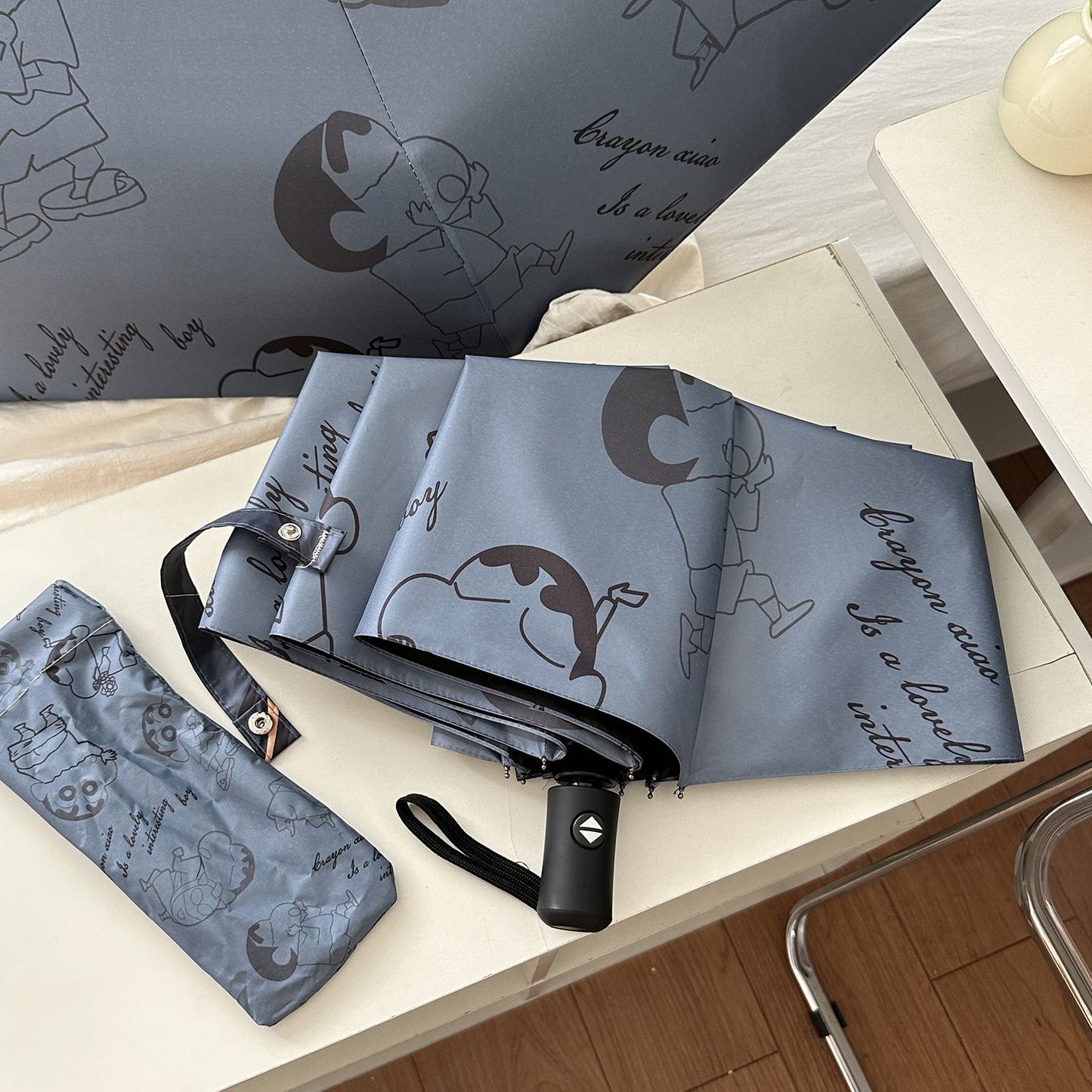 Damen Automatischer Regenschirm mit kreativem Comic-Design Brehn