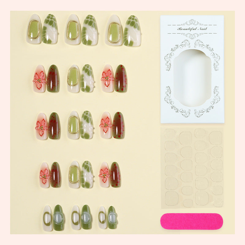 Dekorativer Press-On-Nagelkunst-Set mit floralen und Juwelen-Akzenten Brehn 1788496103