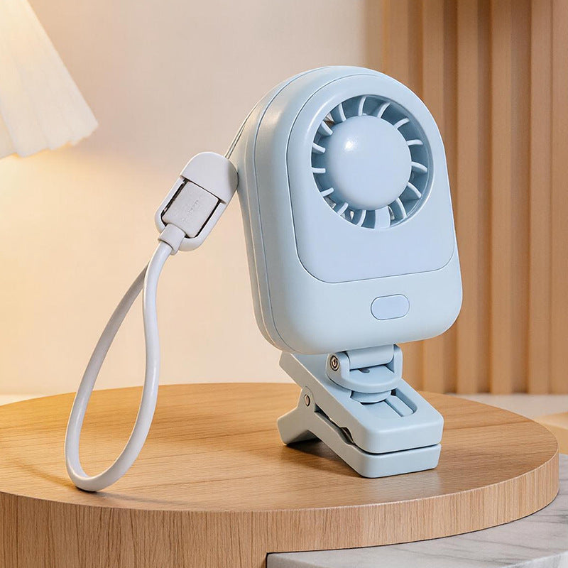 Frauen tragbarer Clip-Ventilator mit USB-Lademöglichkeit und hervorragender Flexibilität Brehn