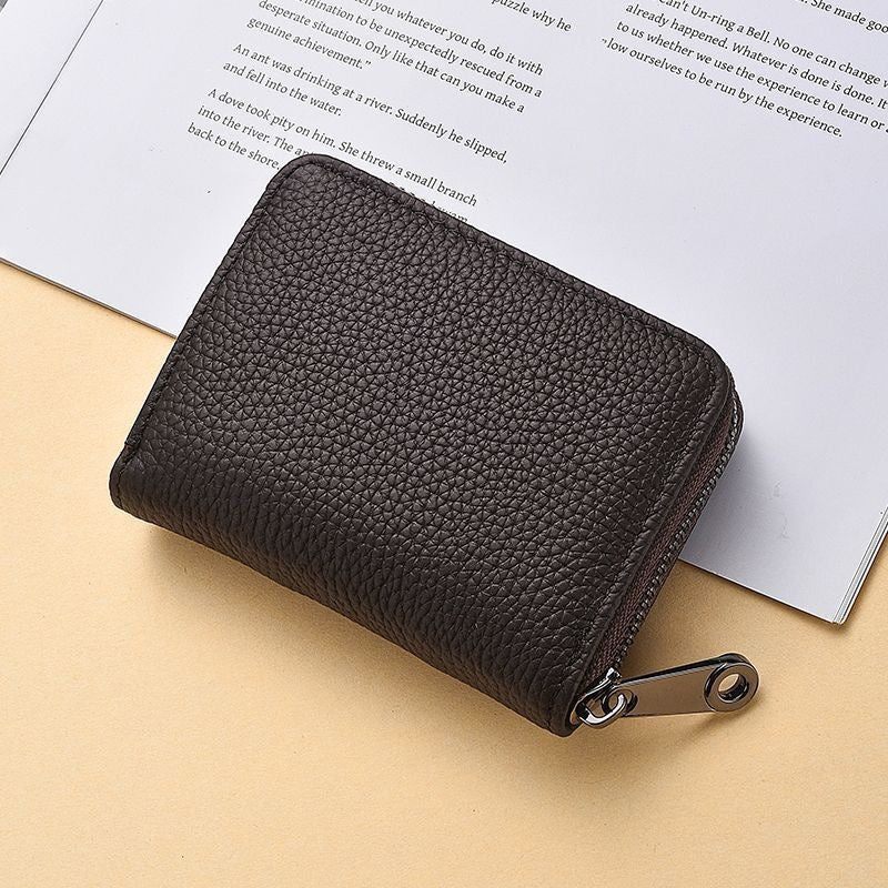Kompakte Reißverschluss Leder Brieftasche