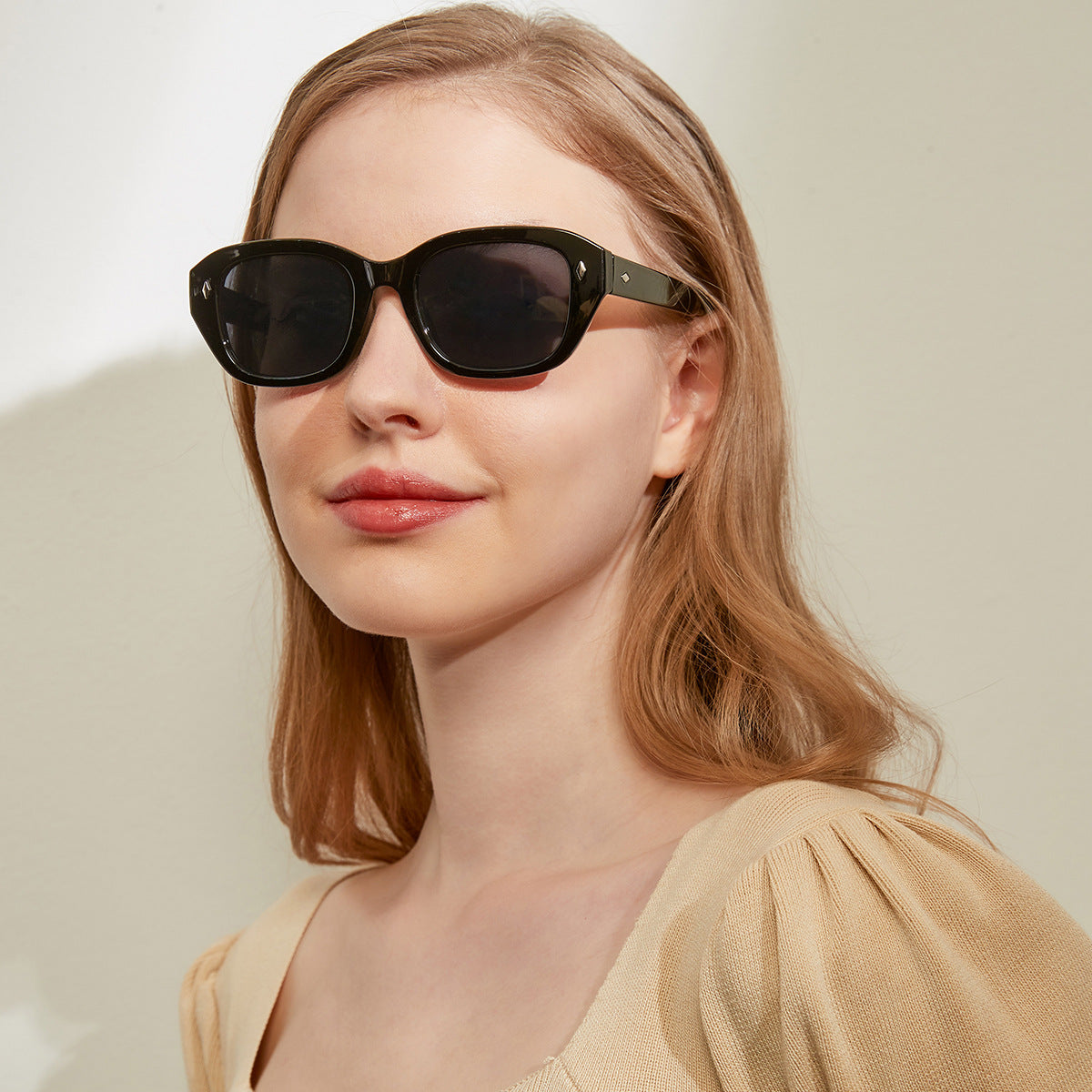 Damen stilvolle quadratische Sonnenbrille mit hochwertigem Schildpatt-Rahmen Brehn