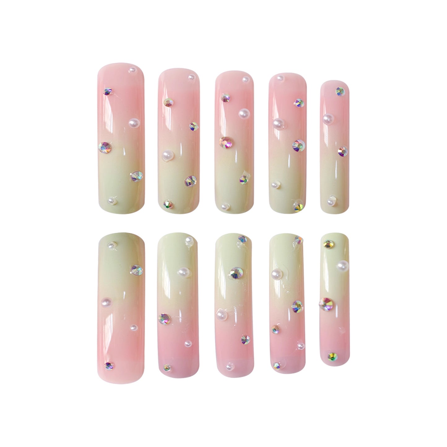 Dekorative 3D Kristall-verzierte Nagelverlängerungen Brehn