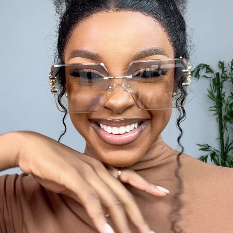 Damen Designer-Sonnenbrille mit auffälligem geometrischem Rahmen Brehn