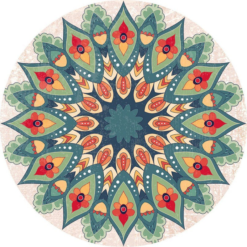 Kreisförmiger Vintage Blumenbereichsteppich Brehn