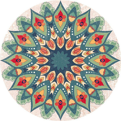 Kreisförmiger Vintage Blumenbereichsteppich Brehn