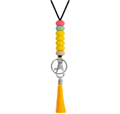 Bunter Perlen-Schlüsselanhänger Lanyard mit Quaste Brehn