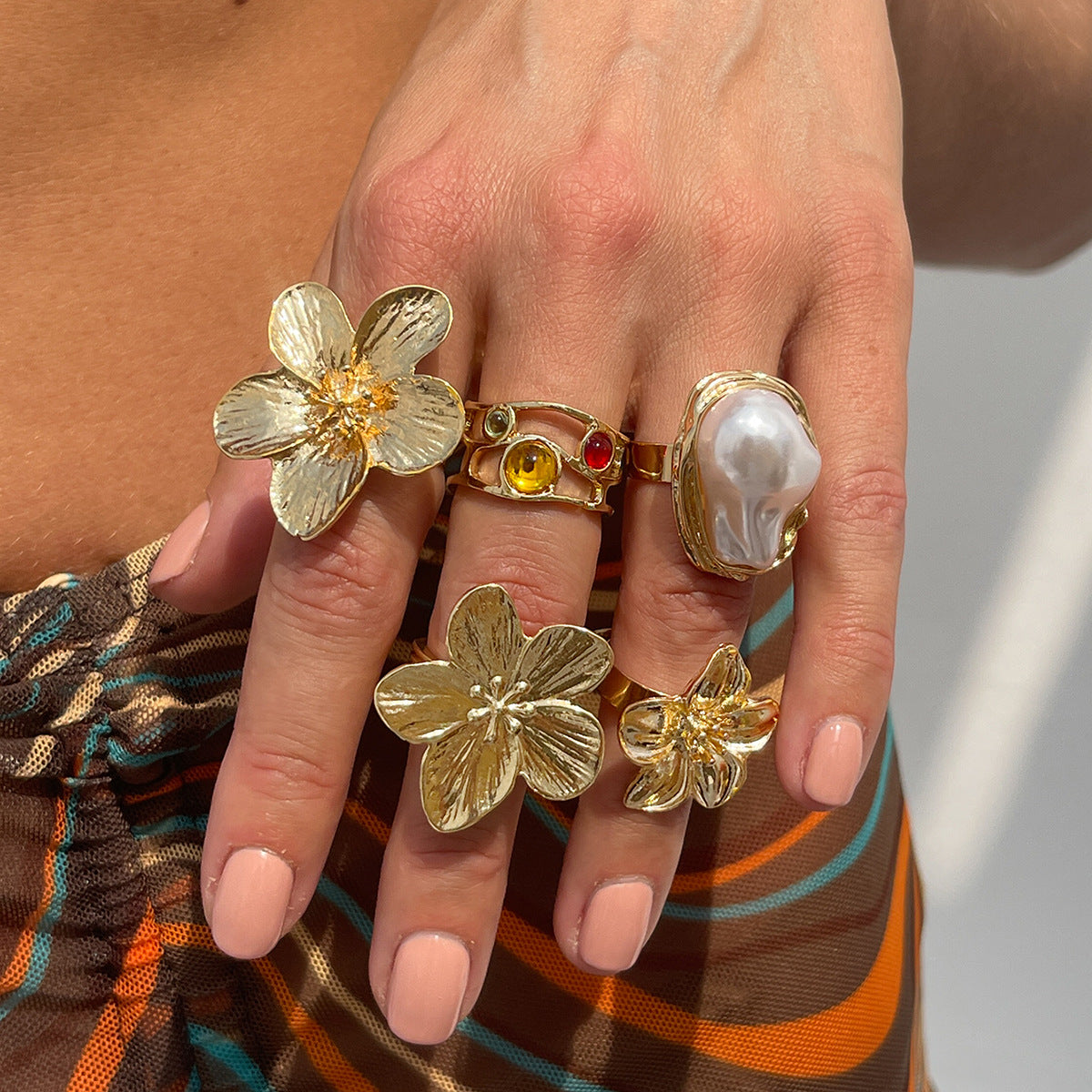 Florale Silber Statement Ring Brehn