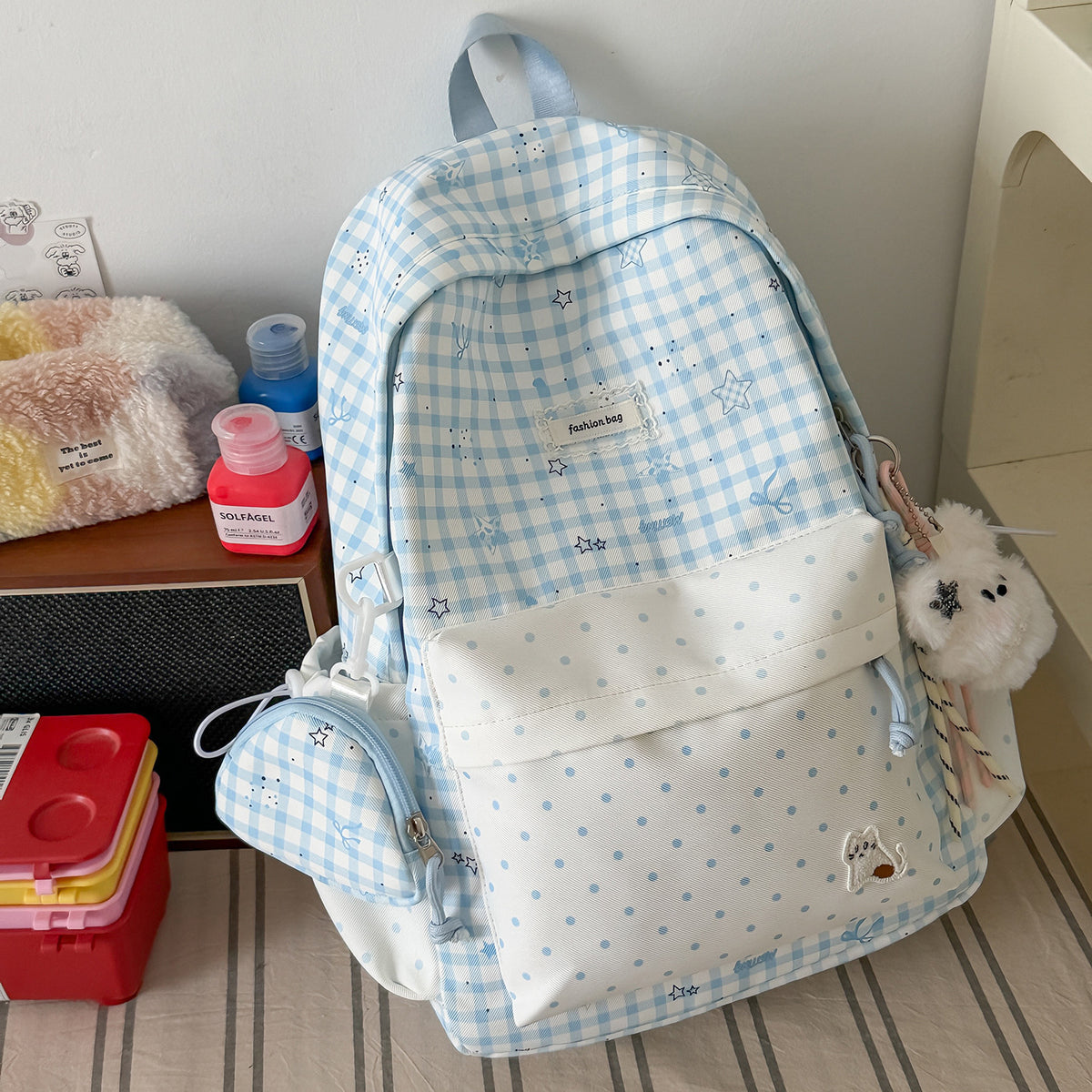 Stylischer Karostoff Casual Rucksack Brehn