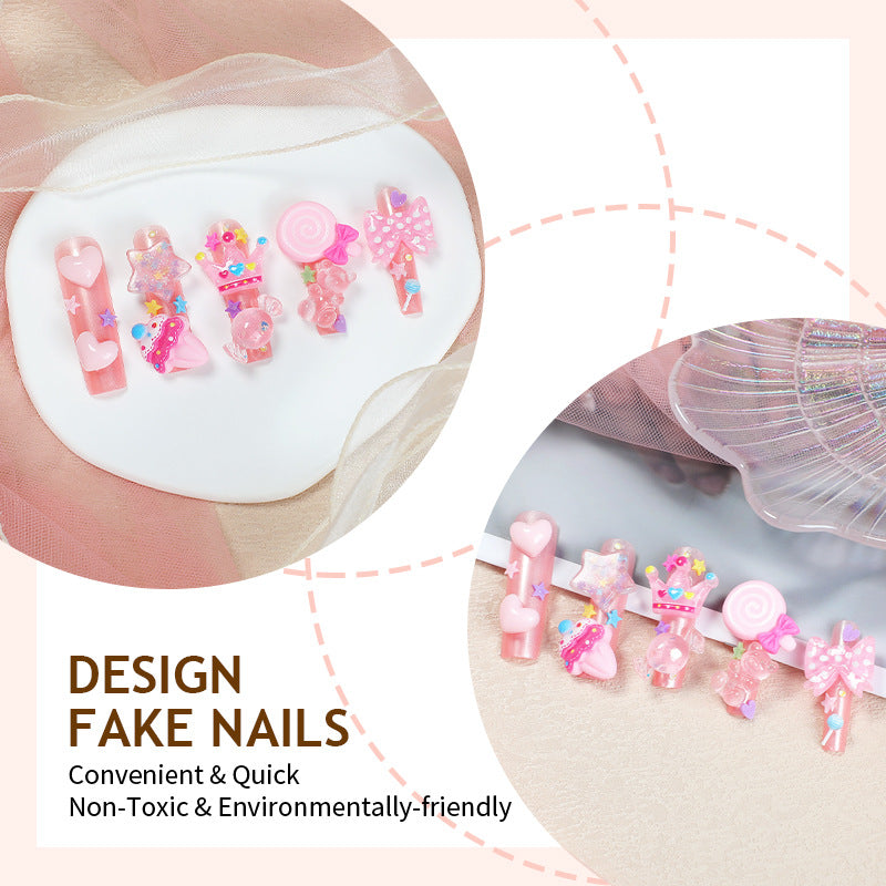 Kreatives Kunstnagelset mit verspielten Motiven und Glitzerakzenten Brehn