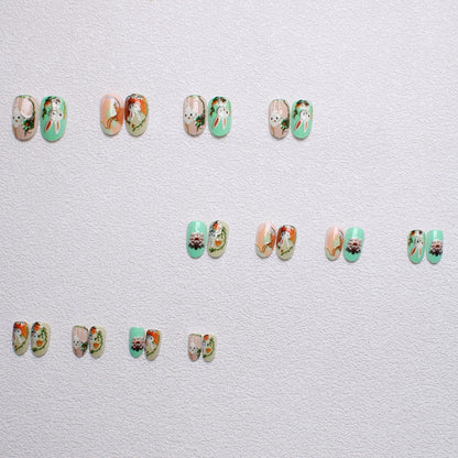 Verspielt Hasen-Themen 3D Press-On Nagelkunst Brehn