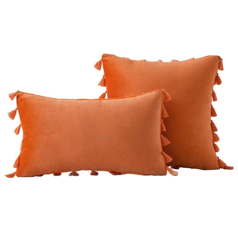 Velvet Quaste-Trim Quadrat und Lenden Dekokissen Set