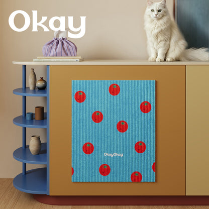 Decorative Ribbed Cotton Kitchen Tea Towel with Tomato Print