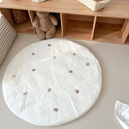 Runder Bildungs Baby Spielteppich mit Alphabetrand und Bärenillustration