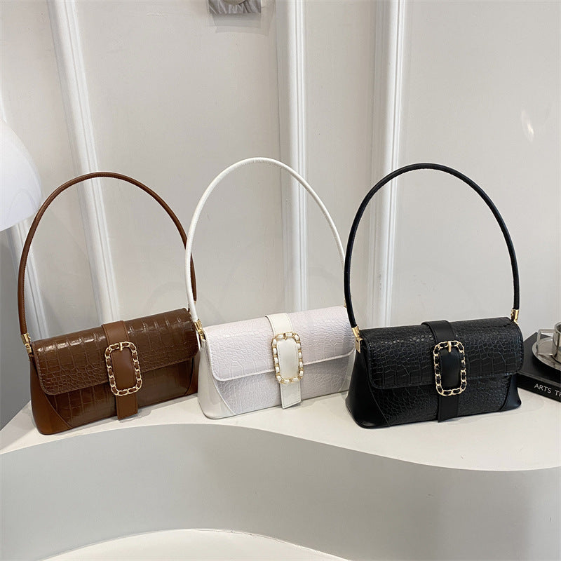 Krokodilmusterte Kettenriemen-Handtasche Brehn