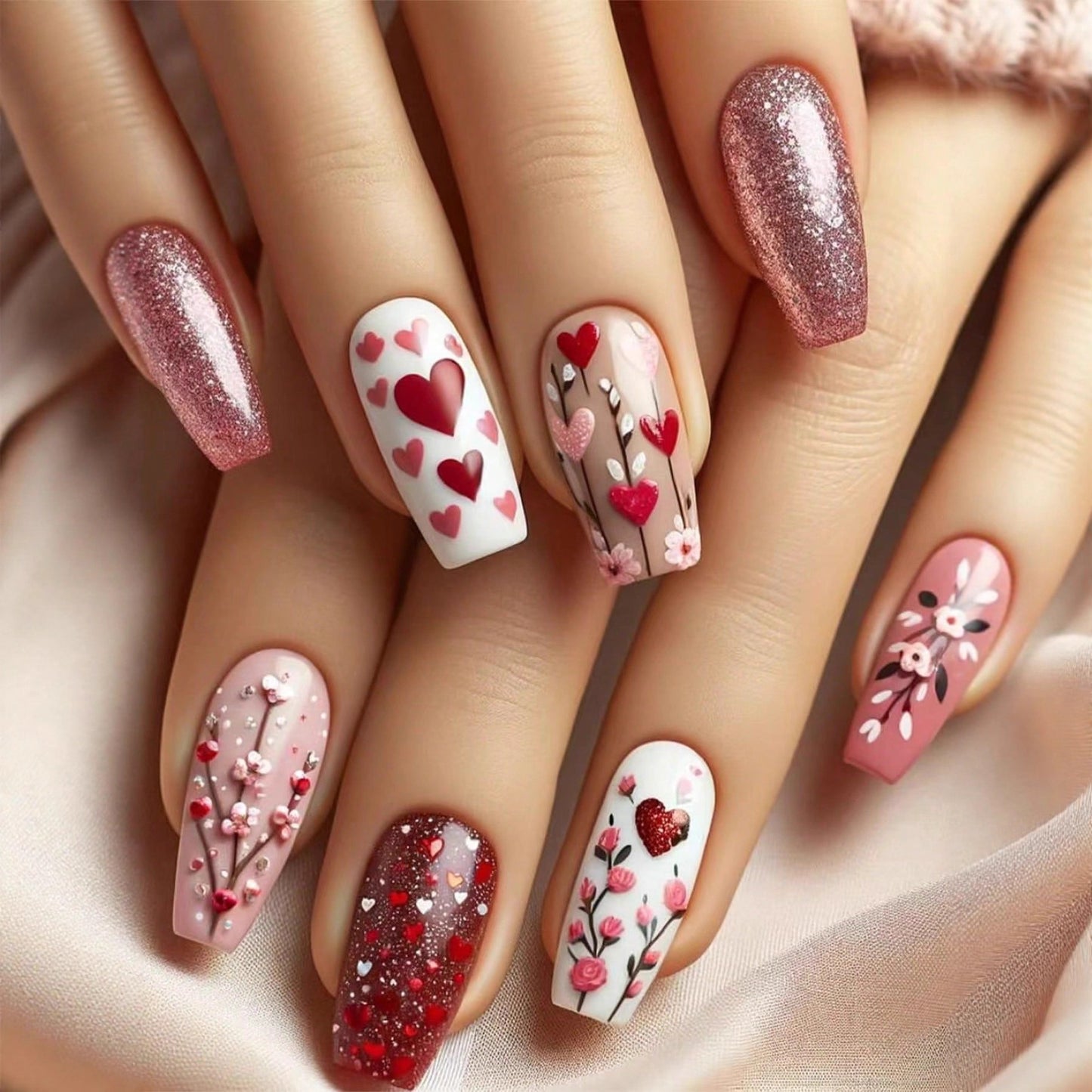 Herz-Themen Dekorative Press-On Nagelkunst Brehn