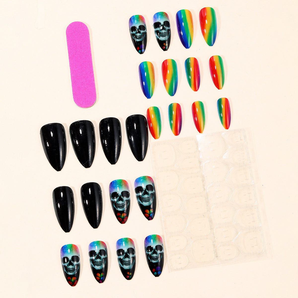Künstlerische Skull-Themen Stiletto Nagelkunst Extensions Brehn