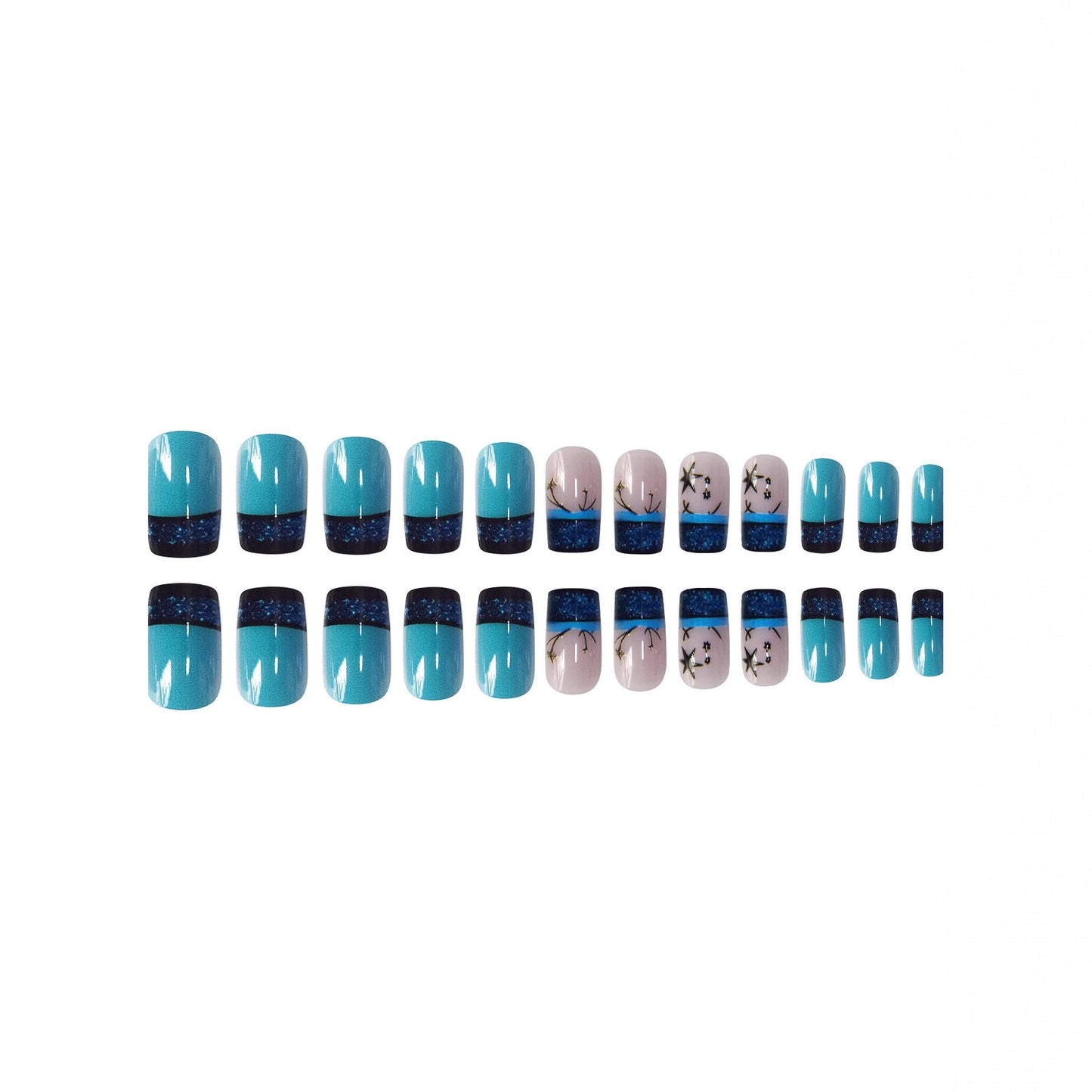 Dekoratives Glitzerstern-akzentuiertes Press-On-Nagelset Brehn