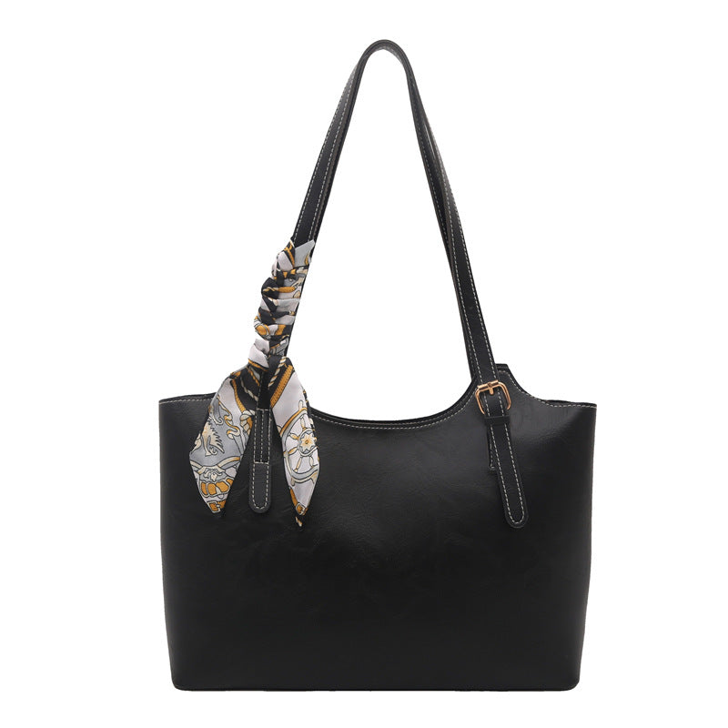 Elegante Faux-Leder Tote Handtasche mit Schal-Detail