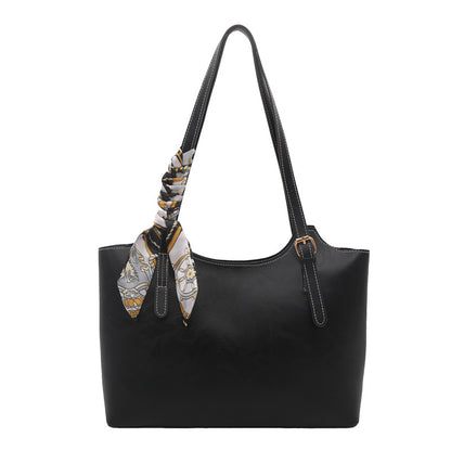 Elegante Faux-Leder Tote Handtasche mit Schal-Detail