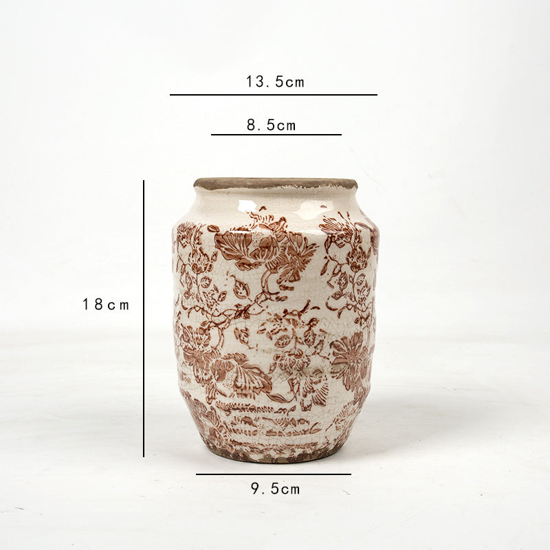Florales Keramik Blumentopf mit Kunstmuster Brehn