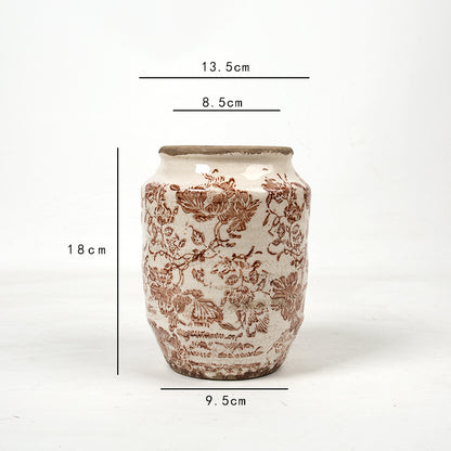Florales Keramik Blumentopf mit Kunstmuster Brehn