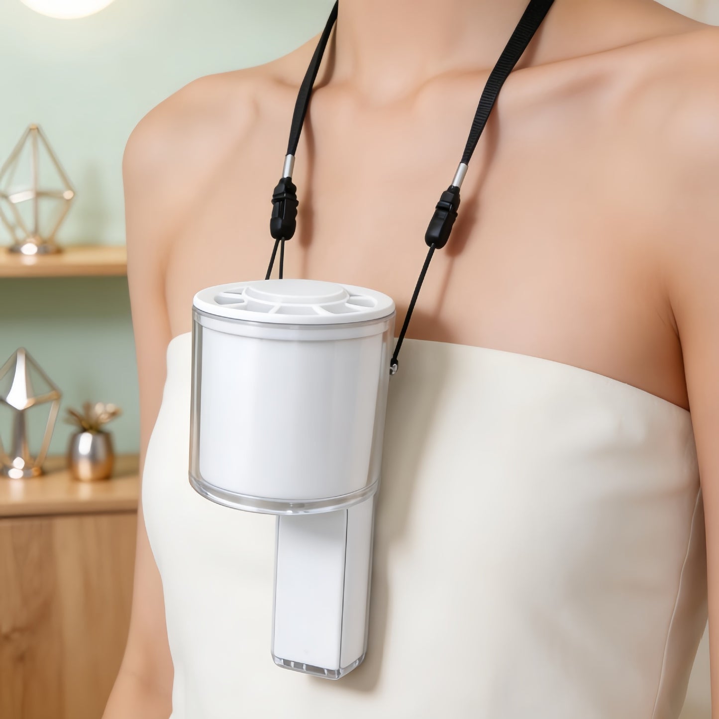 Damen Tragbarer Handventilator mit Temperaturanzeige und LED-Beleuchtung Brehn