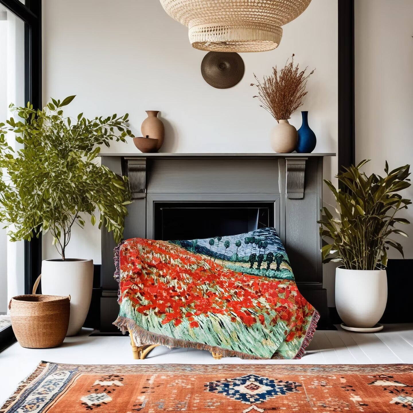 Künstlerische florale Wurfdecke