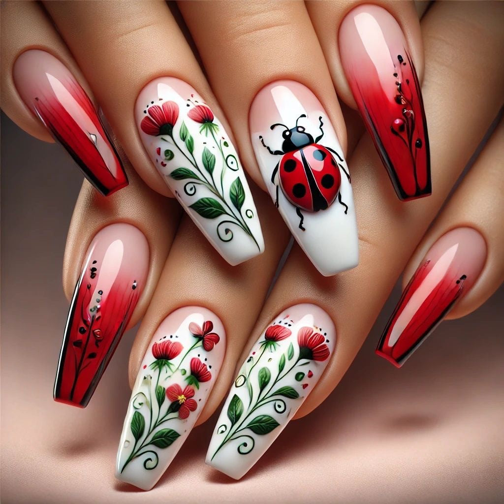 Kreatives Kunstnagelset mit floralen Motiven Brehn