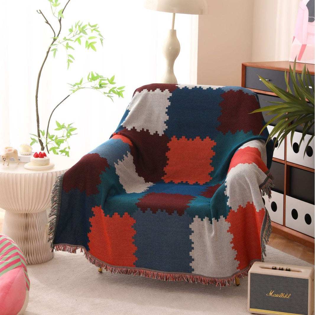 Strukturiertes Patchwork-Design Wurfdecke