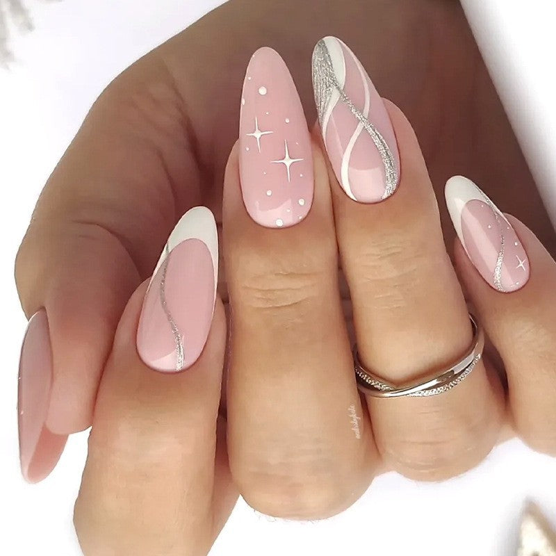 Premium Press-On Nail Art Set mit elegantem Wirbel-Design Brehn
