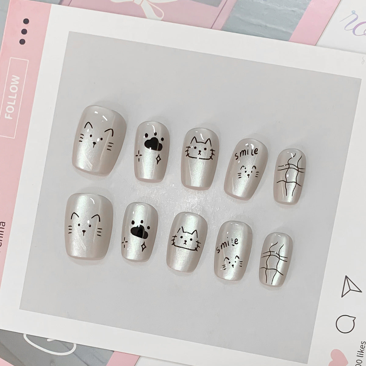 Kreatives Nail Art Set mit Katzenmotiven Brehn