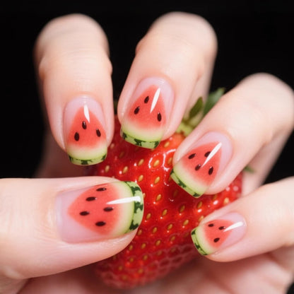 Wassermelonen-inspirierten Nagelkunst Brehn