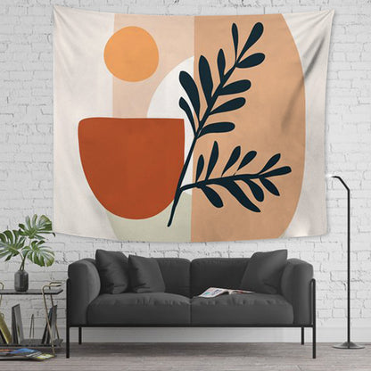 Wandteppich mit abstraktem botanischem Print und leichtem Polyesterstoff Brehn