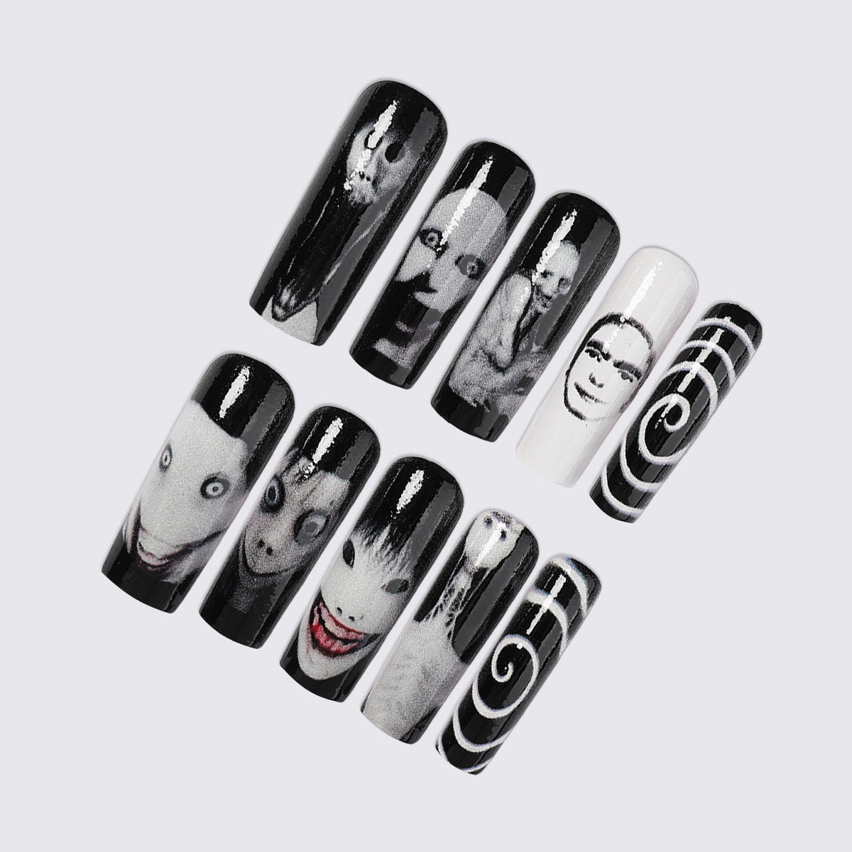 Stylisches Kunstnagelset mit einzigartigen Grafiken Brehn