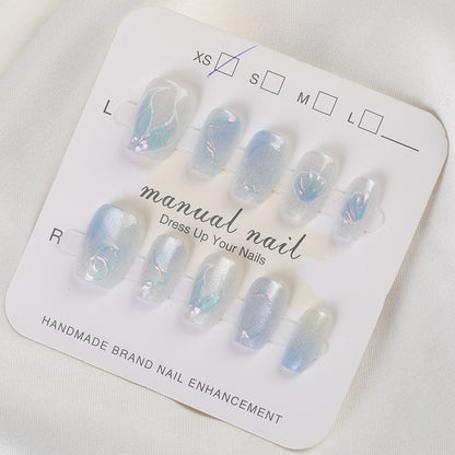 Handgefertigtes Dekoratives Press-On Nagelset Brehn
