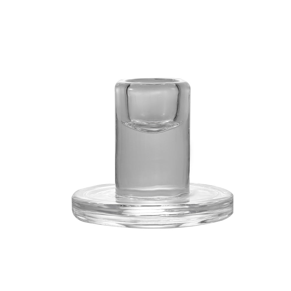 Klare Dicke Glas Taper Kerzenhalter Set Minimalistische Zylinderbasis Brehn