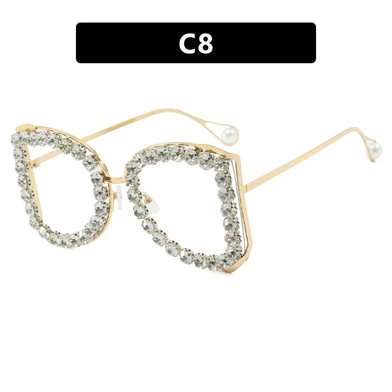 Damen extravagante Katzenaugen-Sonnenbrille mit funkelndem Strassrahmen Brehn