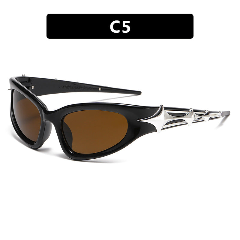 Damen futuristische Sonnenbrille mit einzigartigem Sternedesign Brehn