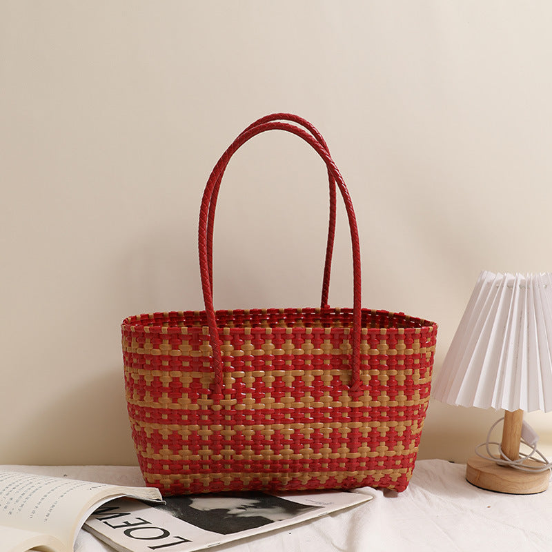 Damen Korbtasche mit farbenfrohem Flechtdesign Brehn