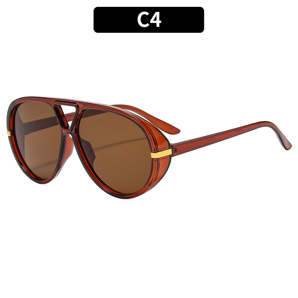 Oversized Shield-Sonnenbrille mit dekorativen Akzenten